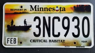 Minnesota License Plate Critical Habitat Fishing Reinvest No Tabs 3nc930 Alum