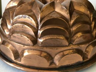 Antique Primitive Country Farm Heavy Copper Tin Lined Bundt Cake Jell - O Mold 2