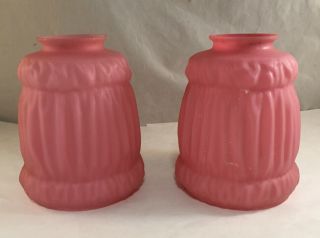 Antique Pink Satin Art Glass Lamp Shades Victorian