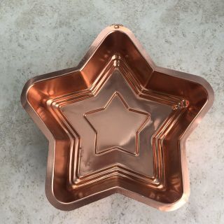 Vintage Mirro Copper Star Cake Pan Tin Jello Mold 9 " Made In U.  S.  A.  5 Cups