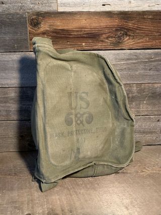 Vintage Wwii World War Us American Gas Mask Bag