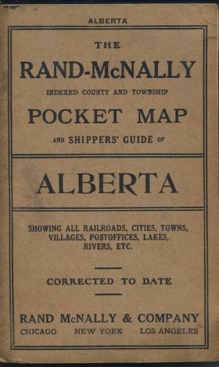 Rand Mcnally Pocket Map Of Alberta,  And Shippers 