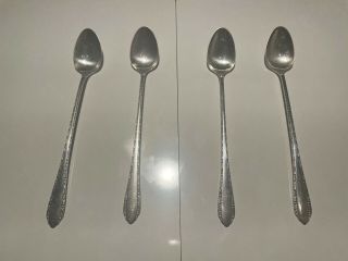 (4) Royal Crest " Wild Flower " Sterling Silver (. 925) Iced Tea Spoon 7 1/2 "