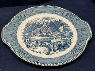 Vintage Royal China Currier & Ives Round Platter " The Rocky Mountains " Blue