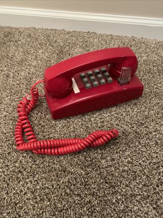 Vtg Base Corded Cortelco Red Wall Phone Telephone Usa Made 255447 - Vba - 20m