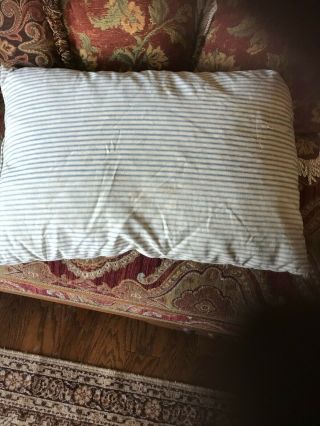 Vtg Feather Down Bed Pillow 18 X 26 Stripe Feather Ticking