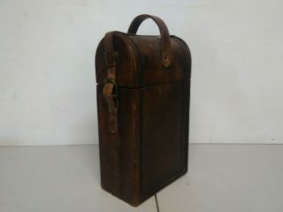 Vintage Wood & Leather 2 Bottle Wine Box With Latch.