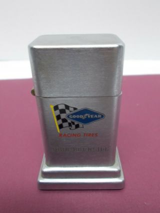 Brushed Aluminum Engraved Table Lighter W/ Goodyear Racing Tires Logo