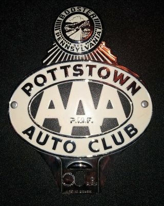 Vintage License Plate Topper - Aaa Pottstown Auto Club P.  M.  F.