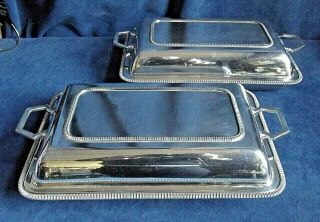 Pair Large 12 " Silver Plated Serving Dishes C1925 By John Biggin