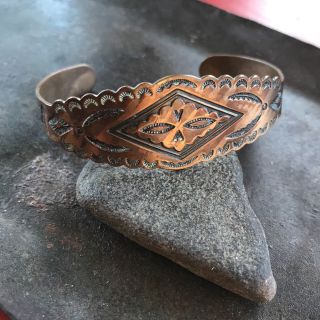 2.  25 " Vintage Solid Copper Hand Tooled Cuff Bracelet