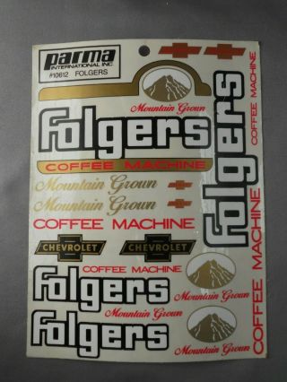 Vintage Parma 10612 Folgers Decal Sticker Sheet Nos Complete