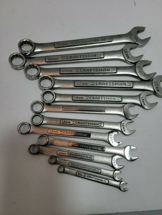 Vintage Craftsman Mixed 12 Piece Combination,  Open,  Box,  Metric Wrench Set