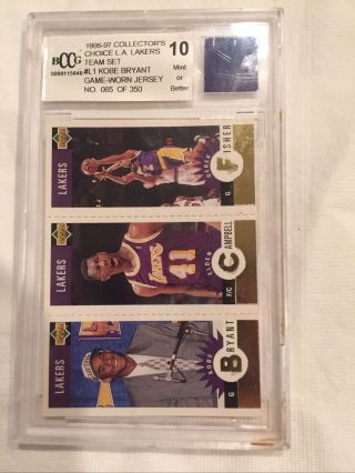 1996 - 97 Kobe Bryant Collectors Choice La Lakers Team Set Bccg 10 With Game Worn