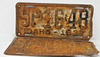 1937 Idaho License Plate Collectible Antique Vintage 9p - 16 - 48 Matching Set Pair