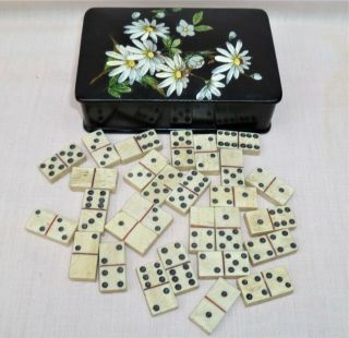 Antique Napoleonic Prisoner Of War Bovine Bone Miniature Dominoes Game
