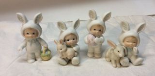 Vintage Enesco,  Set Of 4 Easter Bunnies