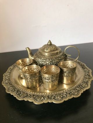 Antique Hallmarked Silver Miniature Tea Set With Tray