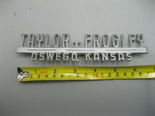Vintage Metal Dealer Dealership Emblem / Badge Taylor Frogley Oswego Kansas Ks