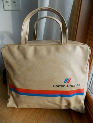 Vintage United Airlines Beige Flight Attendant Travel Bag 1960 