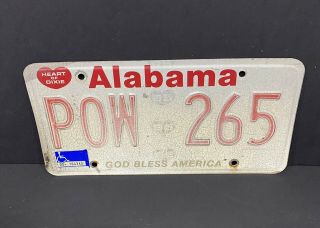 Vintage Alabama Pow License Plate Prisoner Of War Tag Heart Of Dixie Veteran