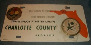 Vintage Metal Charlotte County Florida Vanity License Plate The Fishing Is Great
