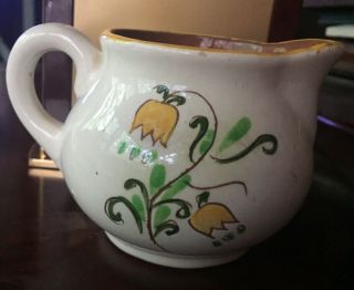 Vintage Stangl Pottery Yellow Tulip Terra Rose Creamer 3”Tall 2