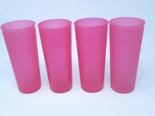Tupperware Vintage Set Of 4 Reddish Stacking 16 Oz.  Cups Glasses Tumblers 107