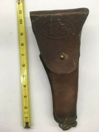 Vintage Ww1 Us Military Leather Flap Holster Colt 45 1911