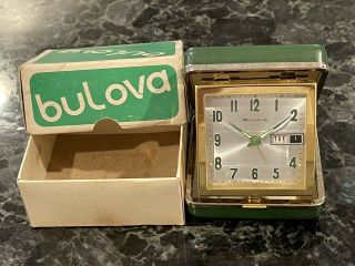 Vintage Bulova Day - Date Wind Up Travel Clock