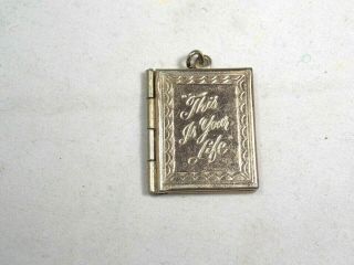 Vintage " Book " Locket " This Is Your Life " Gold Plated