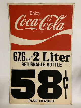 Vintage Coca Cola Cardboard Paper Sign,