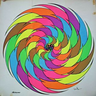 Steve Sachs 1967 Whee Pinwheel Psychedelic Black Light Art Poster