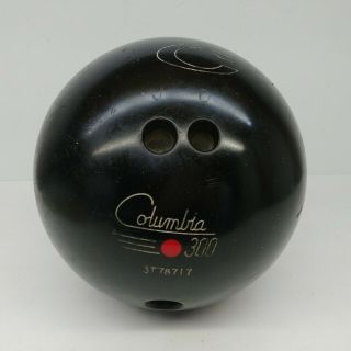 Vintage Columbia 300 Bowling Ball 15 Lbs Black Red Dot