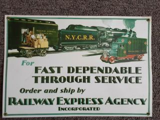Railway Express Agency.  Metal Sign Advertising 14 " X 10 ".