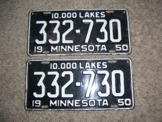 1950 Minnesota License Plate Pair Mn 50 (s)