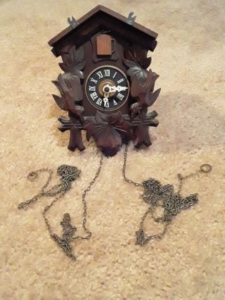 Vintage Small Cuckoo Clock Parts For Repair Made With Wood And Metal Inside