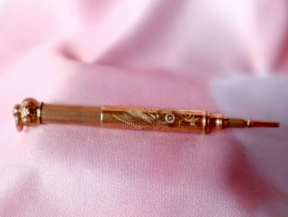 Antique Rose Gold Filled Propelling Pencil Chatelaine Fob Art Nouveau Needs Work
