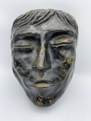 Vintage Solid Bronze Life / Death Mask Of Man 