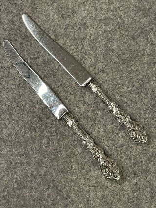 2 Gorham Versailles Sterling Handle 9 - 3/4” Dinner Knives Monogrammed.