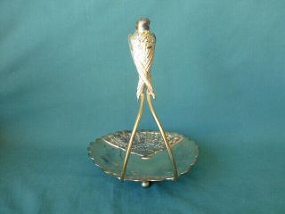 Antique Pairpoint Silver Plated Calling Card Tray With A Bird and A Fan 1423 3