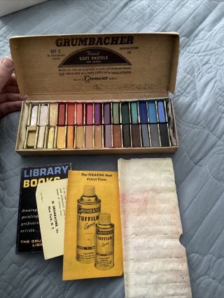 Vintage Grumbacher Soft Pastels Set No.  C 30 Half Lengths Made In Usa