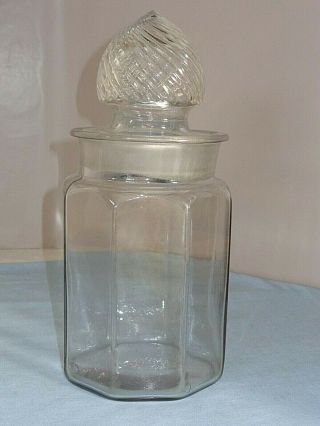 Antique Drug Store Apothecary Glass Display Canister Jar With Swirl Lid