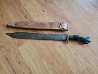 Antique Philippines Sword Talibong Filipino Pinuti Talibon Knife W/ Sheath