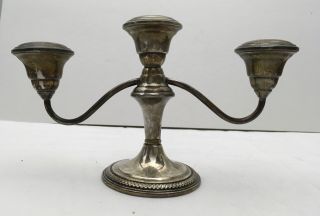 Pair Antique La Pierre Sterling 3 Candle Candelabras Weighted 6 