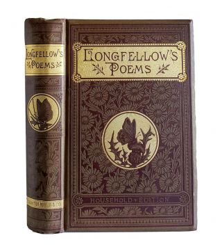The Poetical Of Henry Wadsworth Longfellow Antique 1882 Butterfly Cover