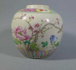 Fine Antique Chinese Porcelain Famille Rose Ginger Jar Double Ring Mark