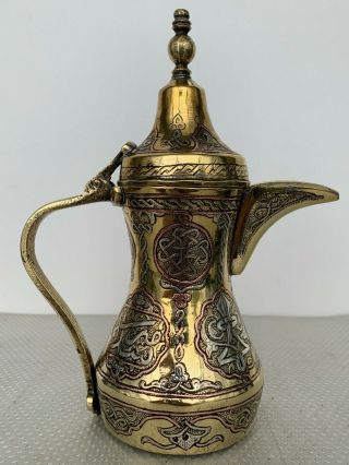 Islamic Silver Inlaid Cairoware Arabic Dallah Coffee Tea Pot Persian Saudi Oman 3
