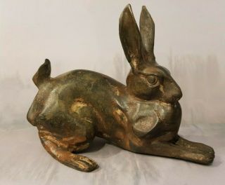 Wonderful French Solid Bronze Statue Of A Hare Signed Foundry Mark