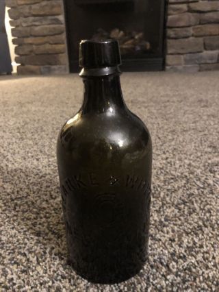 Vintage Clarke & White Mineral Water Not Beer Dark Green Bottle York
